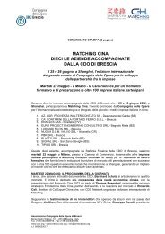 matching cina dieci le aziende accompagnate dalla cdo di brescia