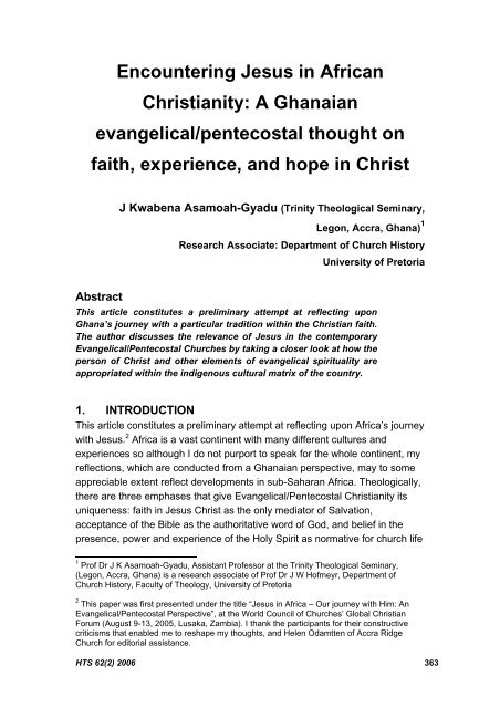 Print this article - HTS Teologiese Studies / Theological Studies