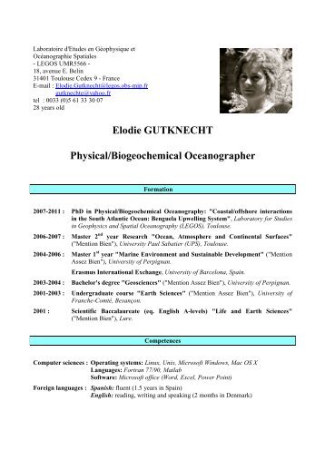 Elodie GUTKNECHT Physical/Biogeochemical ... - LEGOS