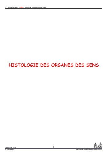 histologie des organes des sens - Faculté de médecine de Montpellier