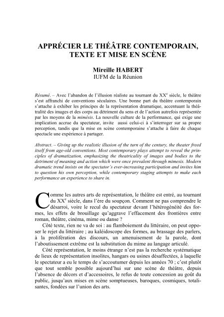 apprécier le théâtre contemporain, texte et mise en scène