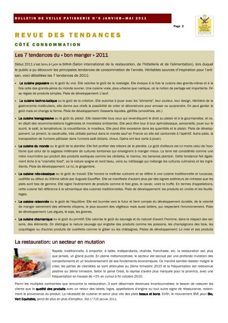 Janvier - Mai 2011 - La Patisserie Artisanale Française