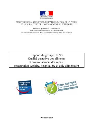 Rapport du groupe PNNS Qualité gustative des aliments et ...