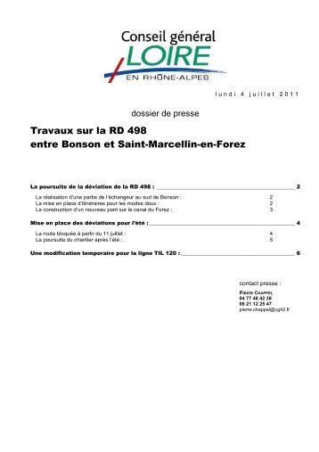 Travaux sur la RD 498 entre Bonson et - Conseil général de la Loire