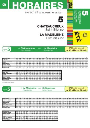 Fiche horaire ETE ligne 5 - Stas