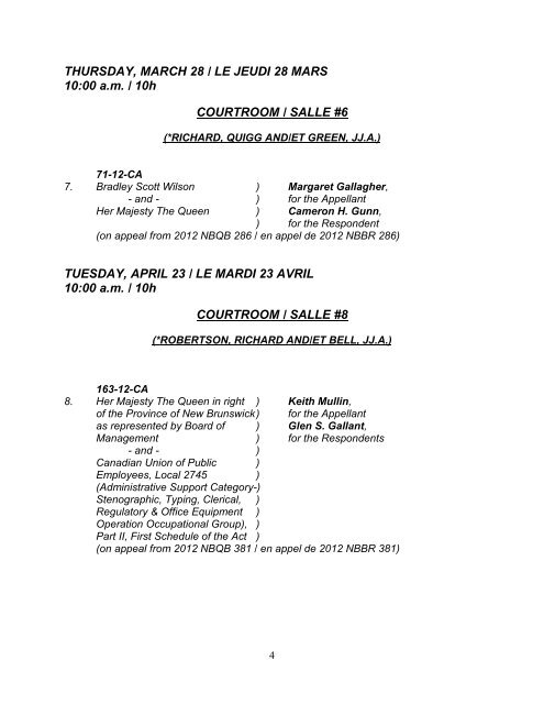 Court of Appeal of New Brunswick / Cour d'appel du Nouveau ...