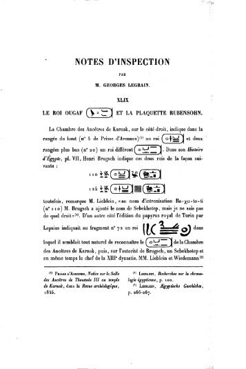 LEGRAIN (G.), « Notes d'inspection. XLIX-LVI », ASAE 8, 1907, p ...