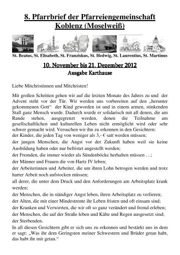 8. Pfarrbrief der Pfarreiengemeinschaft Koblenz (Moselweiß)