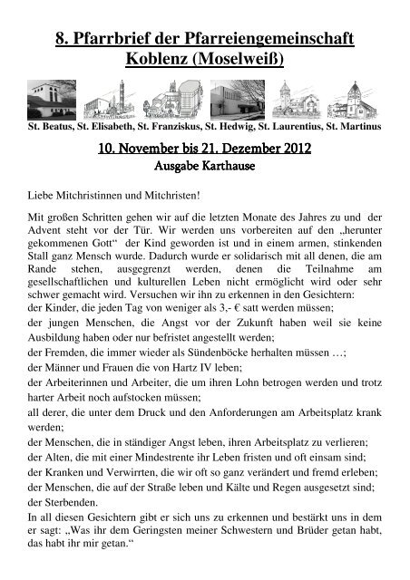 8. Pfarrbrief der Pfarreiengemeinschaft Koblenz (Moselweiß)