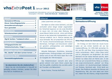 VHS Extrapost Januar 2012 - Volkshochschule Kleve