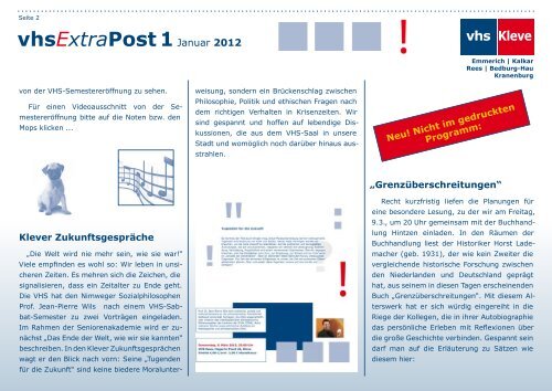 VHS Extrapost Januar 2012 - Volkshochschule Kleve