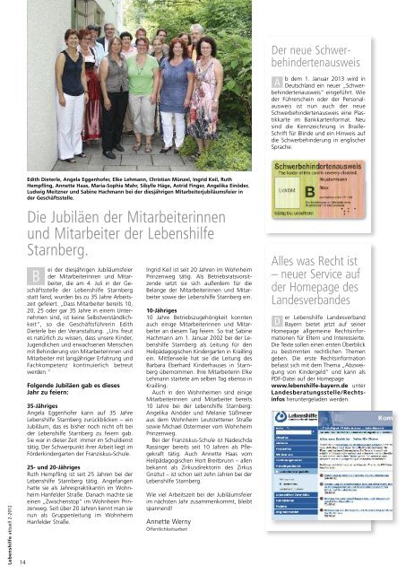 Ausgabe 2-2012 - Lebenshilfe Starnberg