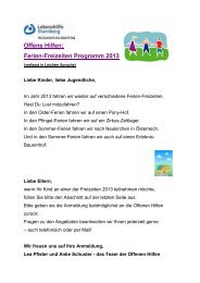 Ferien-Freizeiten Programm 2013 - Lebenshilfe Starnberg