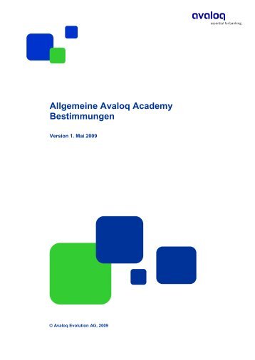 Allgemeine Avaloq Academy Bestimmungen