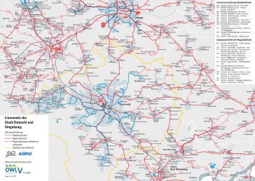 Liniennetzplan von Detmold, Stadtbuslinien (Stand 10.01.2012)