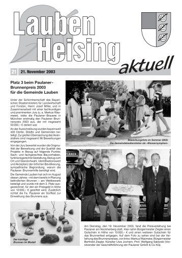 Lauben Heising aktuell, Ausgabe 21 vom 21.11.2003 - Gemeinde ...