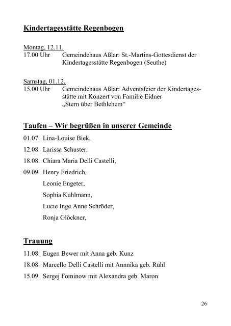 Gemeindebrief Oktober/November 2012 - Evangelische Kirche Asslar