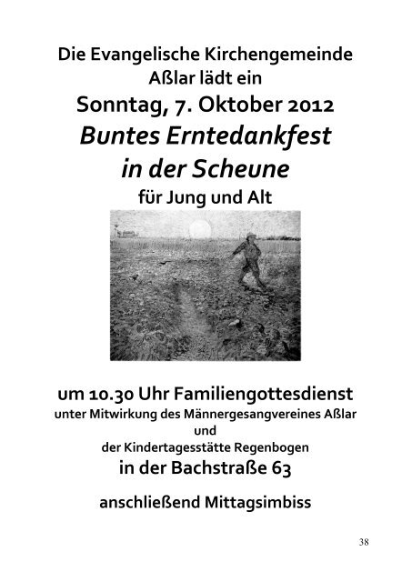 Gemeindebrief Oktober/November 2012 - Evangelische Kirche Asslar
