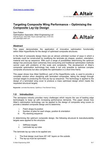 Targeting Composite Wing Performance - HyperWorks