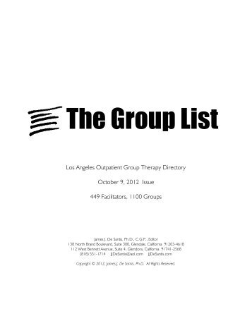 The Group List - James J. De Santis, Ph.D.