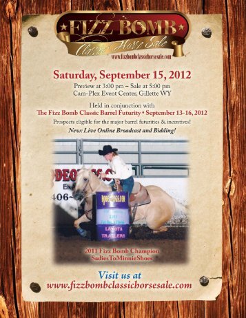 Fizz Bomb Classic Horse Sale - Cow Camp Promotions