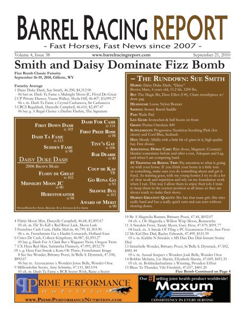 Smith And Daisy Dominate Fizz Bomb Barrel Racing Report