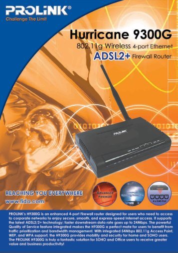 PROLINK 9300G Wireless ADSL 2+ Bridge/Router/Modem