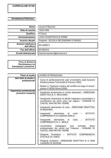 Curriculum Vitae Maurizio Lazzarini - Liceo Scientifico Statale "E ...