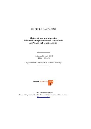 ISABELLA LAZZARINI Materiali per una didattica delle ... - Scrineum