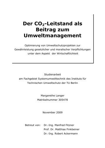 CO2 Leitstand - Fachgebiet Sustainable Engineering