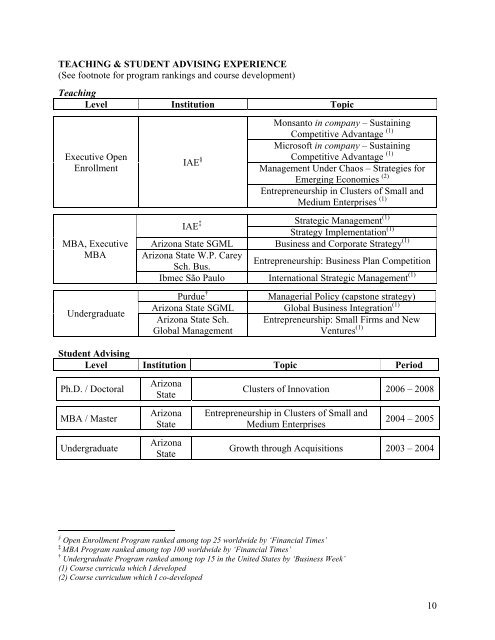 LUIZ F. MESQUITA, Ph.D. Curriculum Vitae - Arizona State ...