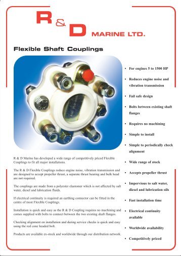 R & D Marine Flexible Shaft Couplings - PYI Inc.