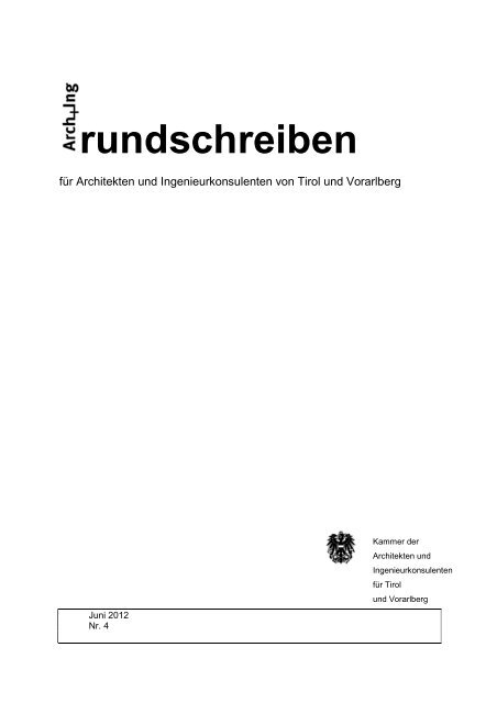 Rundschreiben Nr. 4, Juni 2012 - Kammer der Architekten und ...