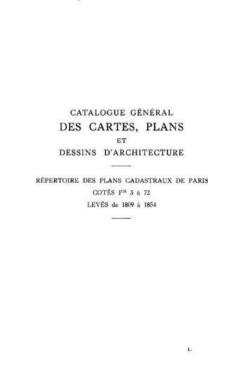 catalogue général des cartes, plans et dessins d'architecture ...