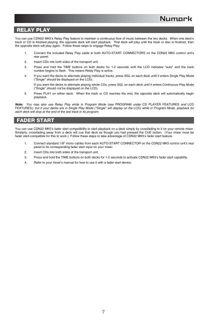 CDN22 MK5 Quickstart Guide - v4.3 - Numark