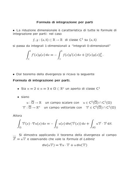 Richiami di teoria sul teorema della divergenza