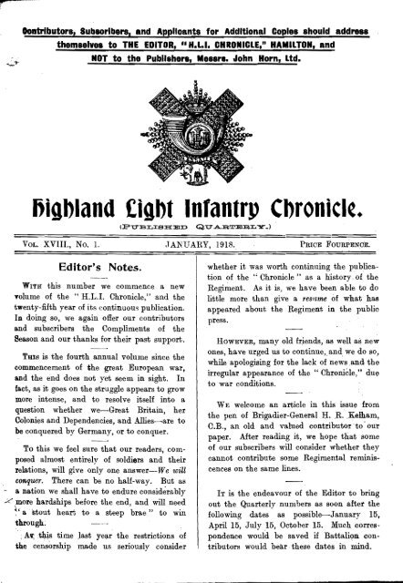 HLI Chronicle 1918 - The Royal Highland Fusiliers