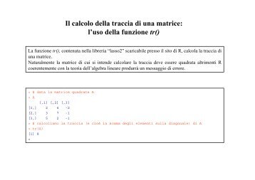 Il calcolo della traccia di una matrice: l'uso della funzione tr()