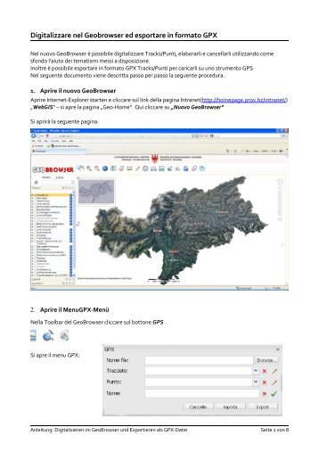 Una istruzione per la digitalizzazione di files GPX