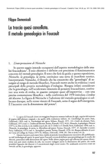 Domenicali, Filippo (2006) La traccia quasi cancellata. Il metodo ...