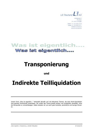 Transponierung Indirekte Teilliquidation - bei LB Treuhand