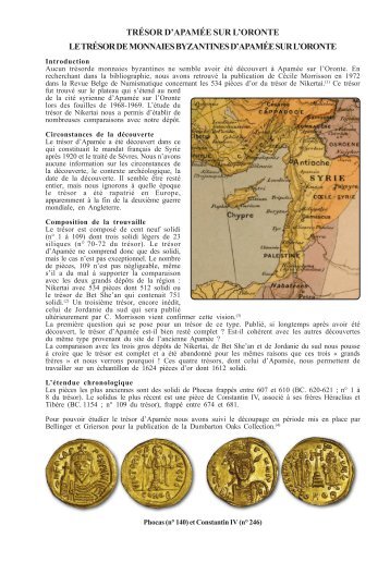 le trésor de monnaies byzantines d'apamée sur l ... - Trésors - CGB