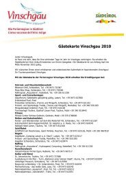 Gästekarte Vinschgau 2010 - Tourismusverein Schlanders Laas