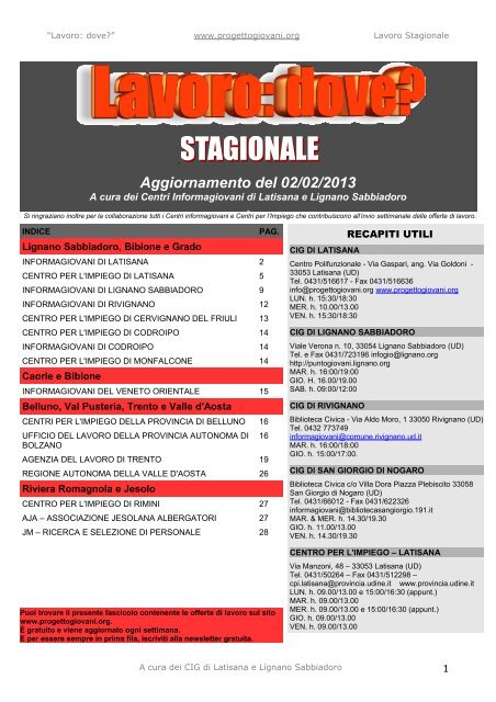 Lavoro Stagionale - San Giorgio di Nogaro