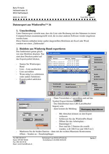 Anleitung für den Datenexport aus Winforstpro Rund und