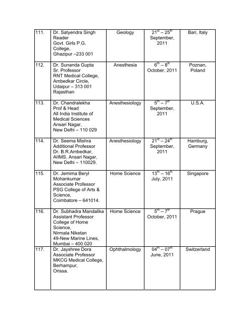 List of Recommended Proposals - UGC