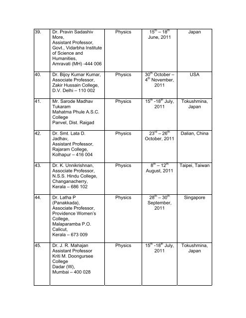 List of Recommended Proposals - UGC