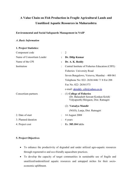 A Value Chain on Fish Production in Fragile Agricultural ... - NAIP