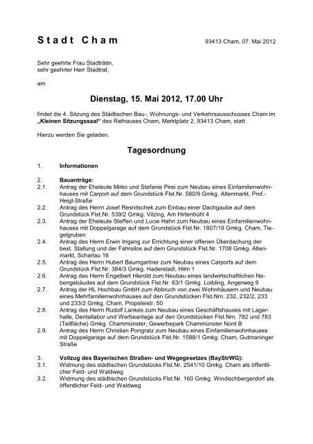 Protokoll vom 15.05.2012 - Stadt Cham