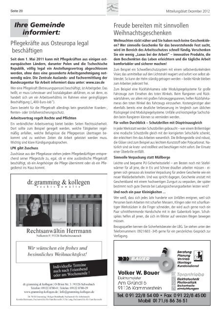 Mitteilungsblatt Dezember 2012 (PDF) - Gemeinde Kammerstein